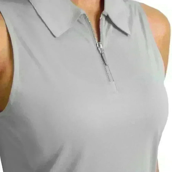 Womens Golf Shirt Sleeveless Zip Up Polo Shirts for Women Collared Lightweight - Picture 2 of 7